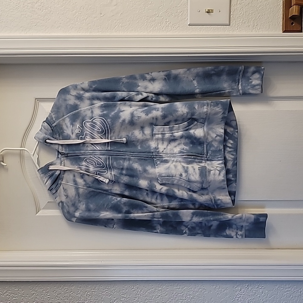 Aéropostale zip up jacket light blue and white tie-dye size small